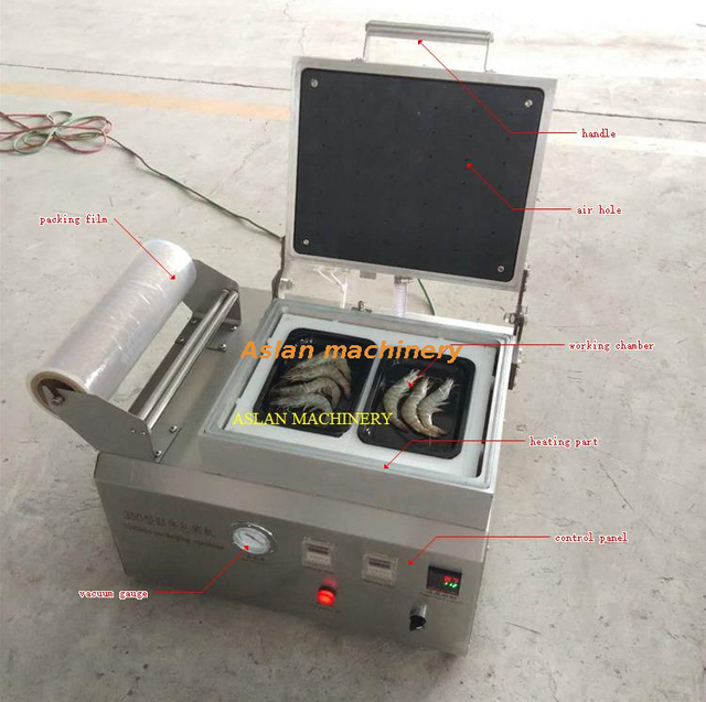 Chicken Steak Cooked Food Vacuum Skin Packing Machine Fresh Meat Skin Pack Tray Sealer Machine